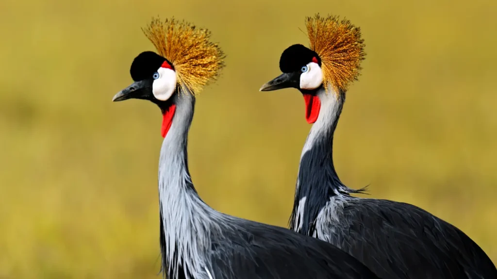  Grey Crowned Crane with golden crown of feathers.