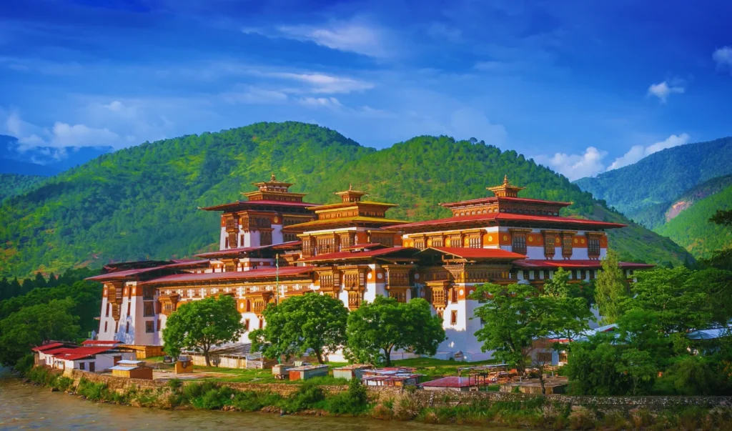 the buddhist temple in bhutan is located on the banks of the river