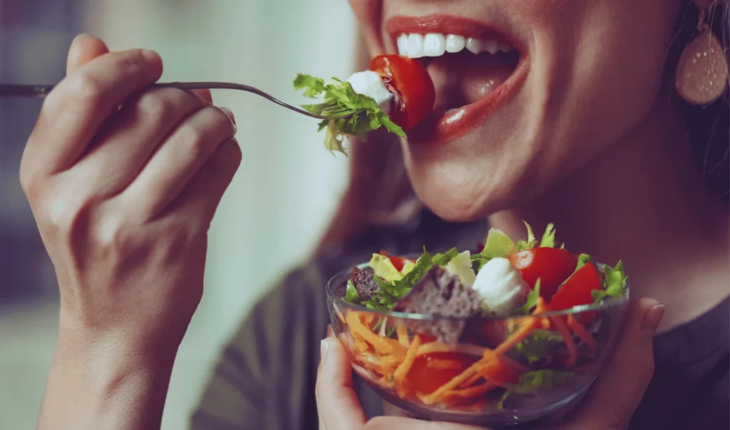 Salads often include a mix of fresh vegetables