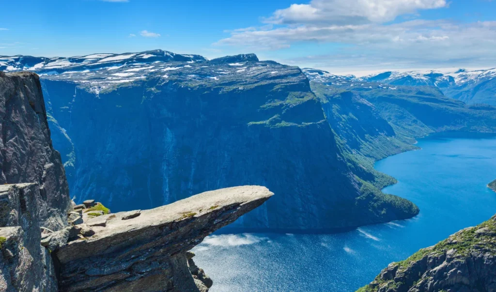 the view from the top of the fjord in norway